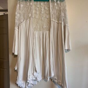 POL Ivory Lace Trim Rayon Cardigan